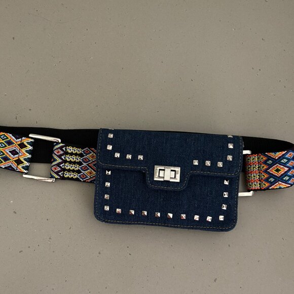Denim Guitar Strap Steve Madden Belt Bag NWT - Picture 1 of 7